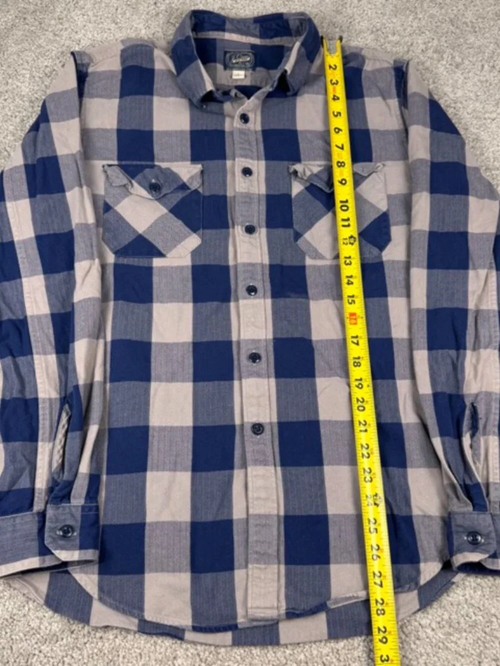 J.Crew Blue Gray Plaid Cotton Button-Up Shirt Long Sleeve Size Large A9738